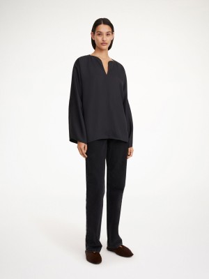 By Malene Birger Calias Tunic-style Blouse Skjorta Svarta | SE_BB19138