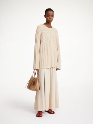 By Malene Birger Cirra Ribbed Sweater Stickat Oyster Gray | SE_BB56733