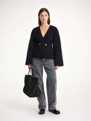 By Malene Birger Tinley Wool-blend Cardigan Stickat Svarta | SE_BB76521