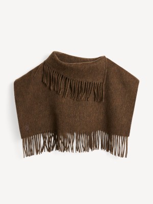 By Malene Birger Turtla Wool Fringe Bib Halsduk Shitake | SE_BB95331