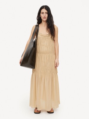 By Malene Birger Vyra Organic Cotton Maxi Klänning Wet Sand | SE_BB67342