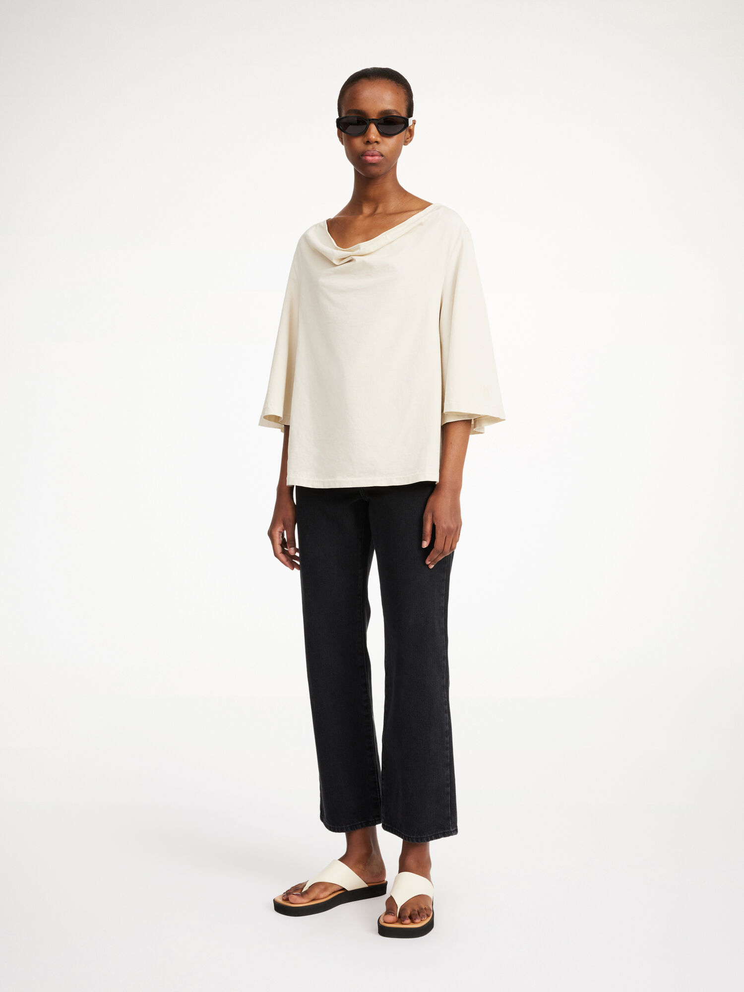 By Malene Birger Bryar Organic Cotton T-shirt Blast Oyster Gray | SE_BB11727