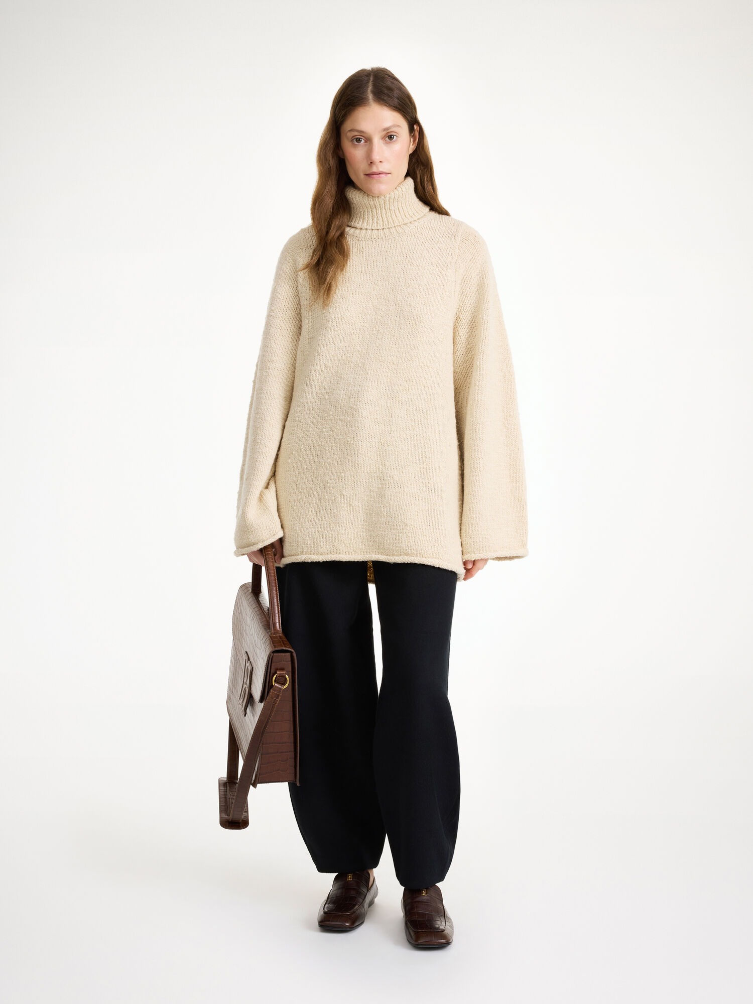 By Malene Birger Charice Wool Sweater Stickat Oyster Gray | SE_BB78732