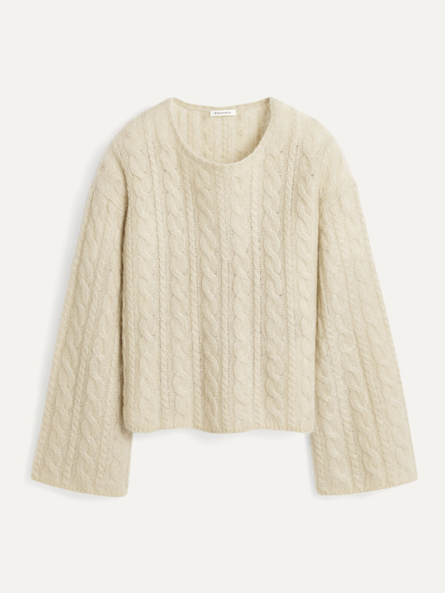 By Malene Birger Cierra Cable-knit Sweater Stickat Oyster Gray | SE_BB67668