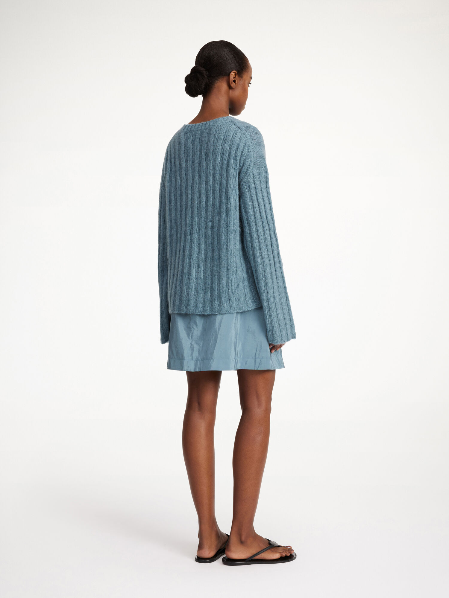 By Malene Birger Cierra Ribbed Sweater Stickat Cool Water | SE_BB25787