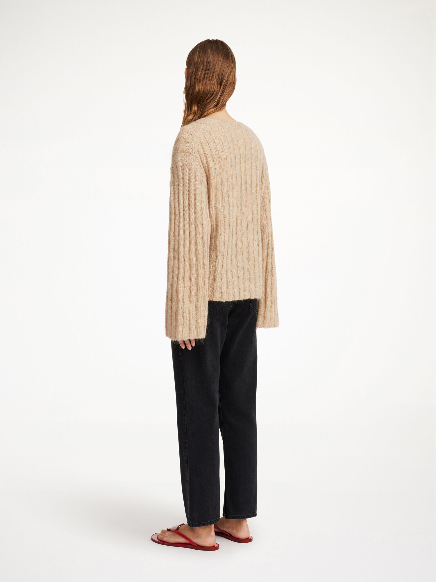 By Malene Birger Cierra Ribbed Sweater Stickat Beige | SE_BB65422