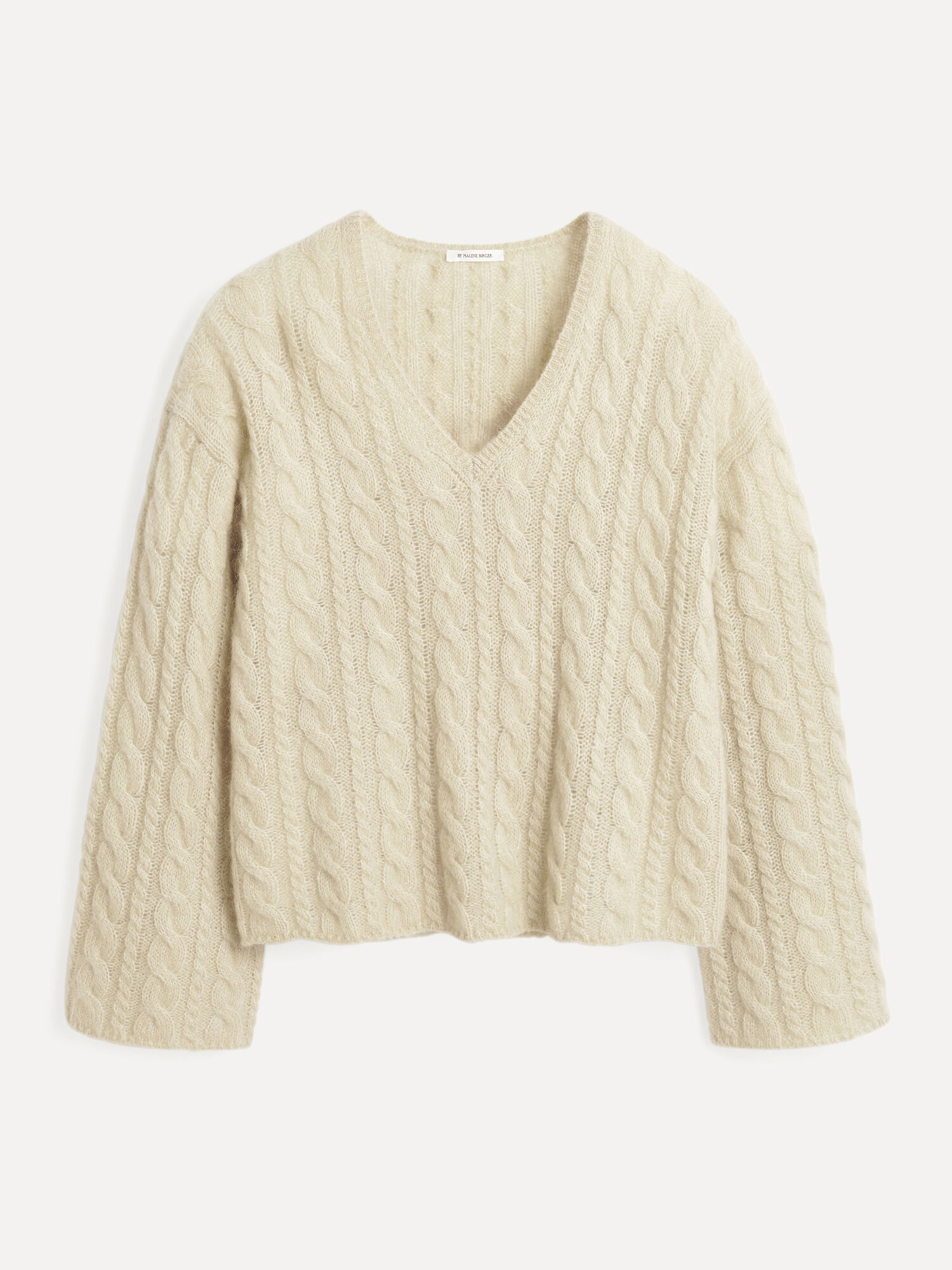 By Malene Birger Cimone Cable-knit Sweater Stickat Oyster Gray | SE_BB96279