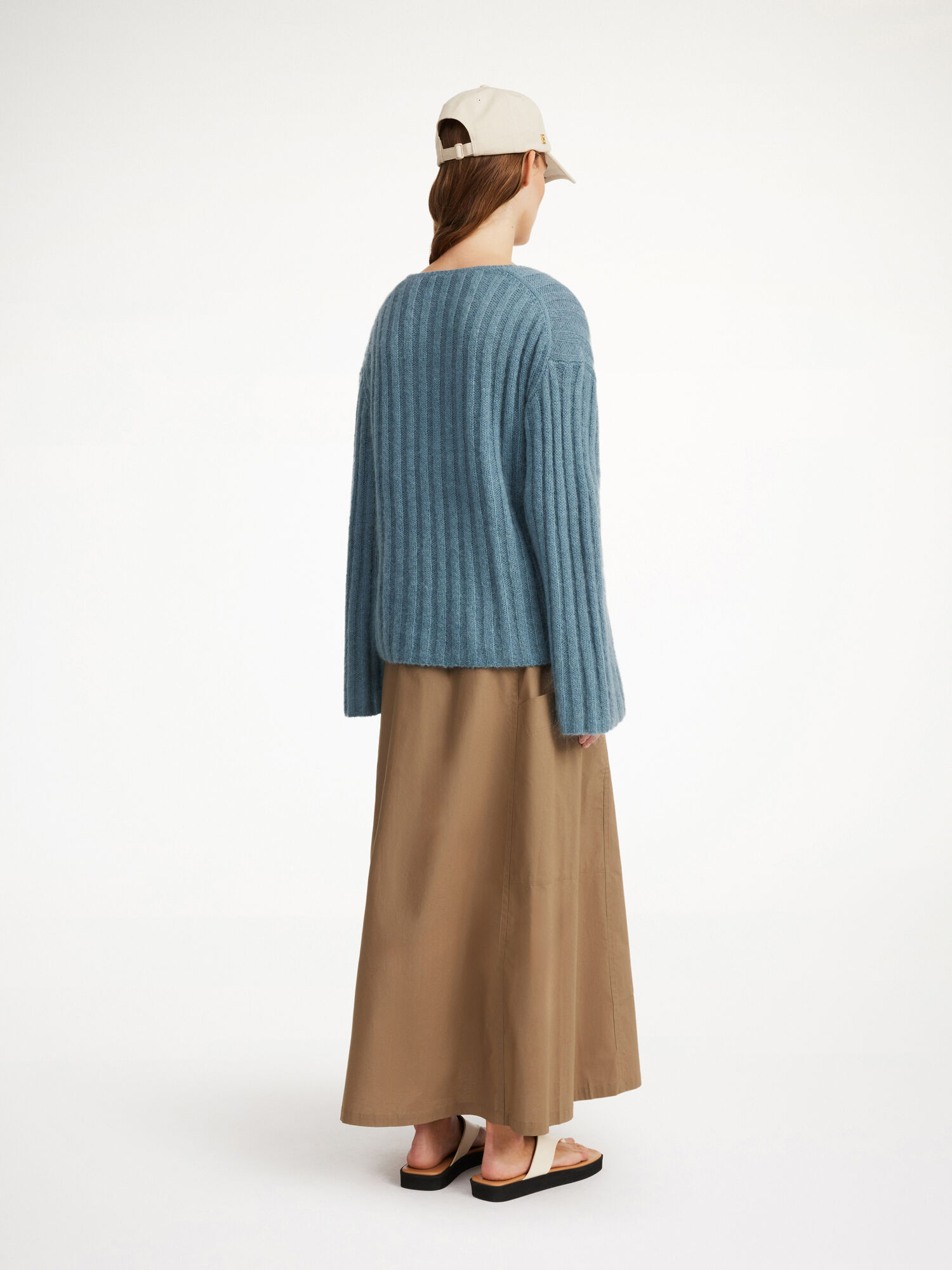 By Malene Birger Cimone Ribbed Sweater Stickat Cool Water | SE_BB40724