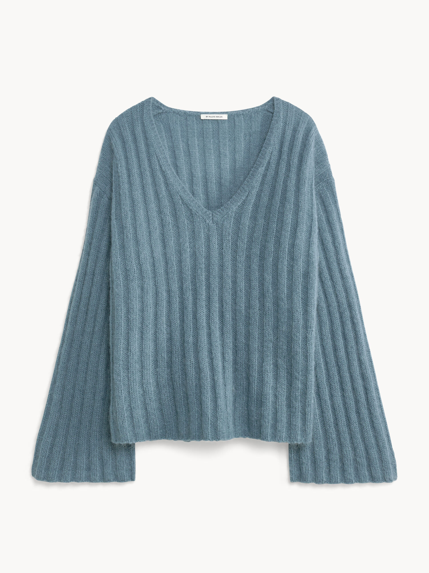 By Malene Birger Cimone Ribbed Sweater Stickat Cool Water | SE_BB40724