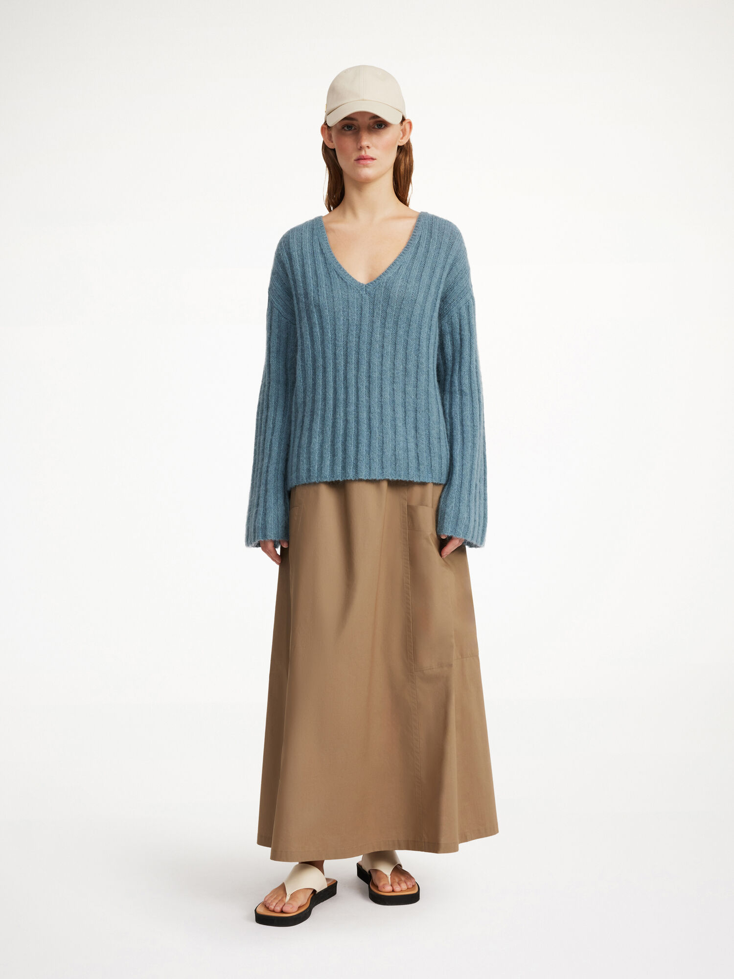 By Malene Birger Cimone Ribbed Sweater Stickat Cool Water | SE_BB40724