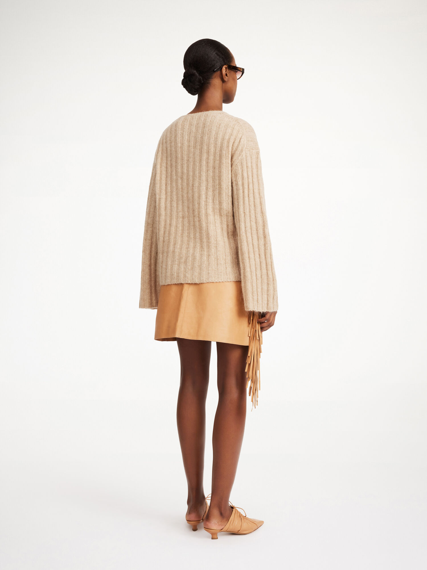 By Malene Birger Cimone Ribbed Sweater Stickat Beige | SE_BB73103