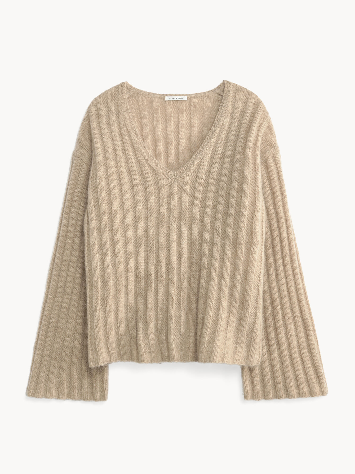 By Malene Birger Cimone Ribbed Sweater Stickat Beige | SE_BB73103