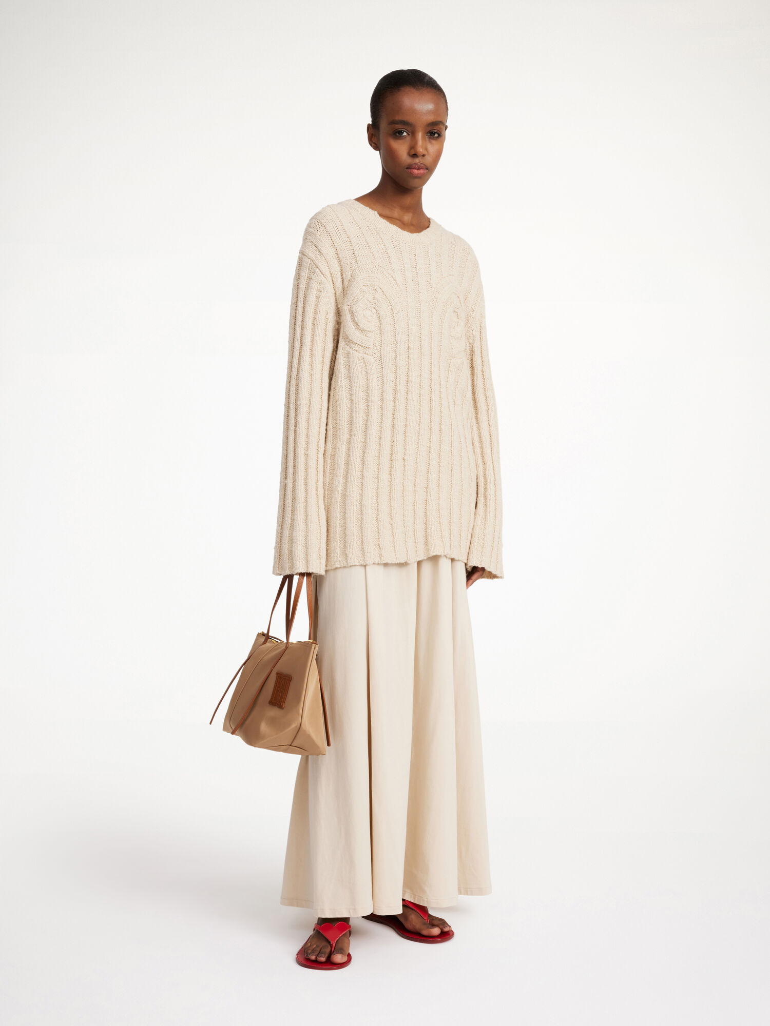 By Malene Birger Cirra Ribbed Sweater Stickat Oyster Gray | SE_BB56733