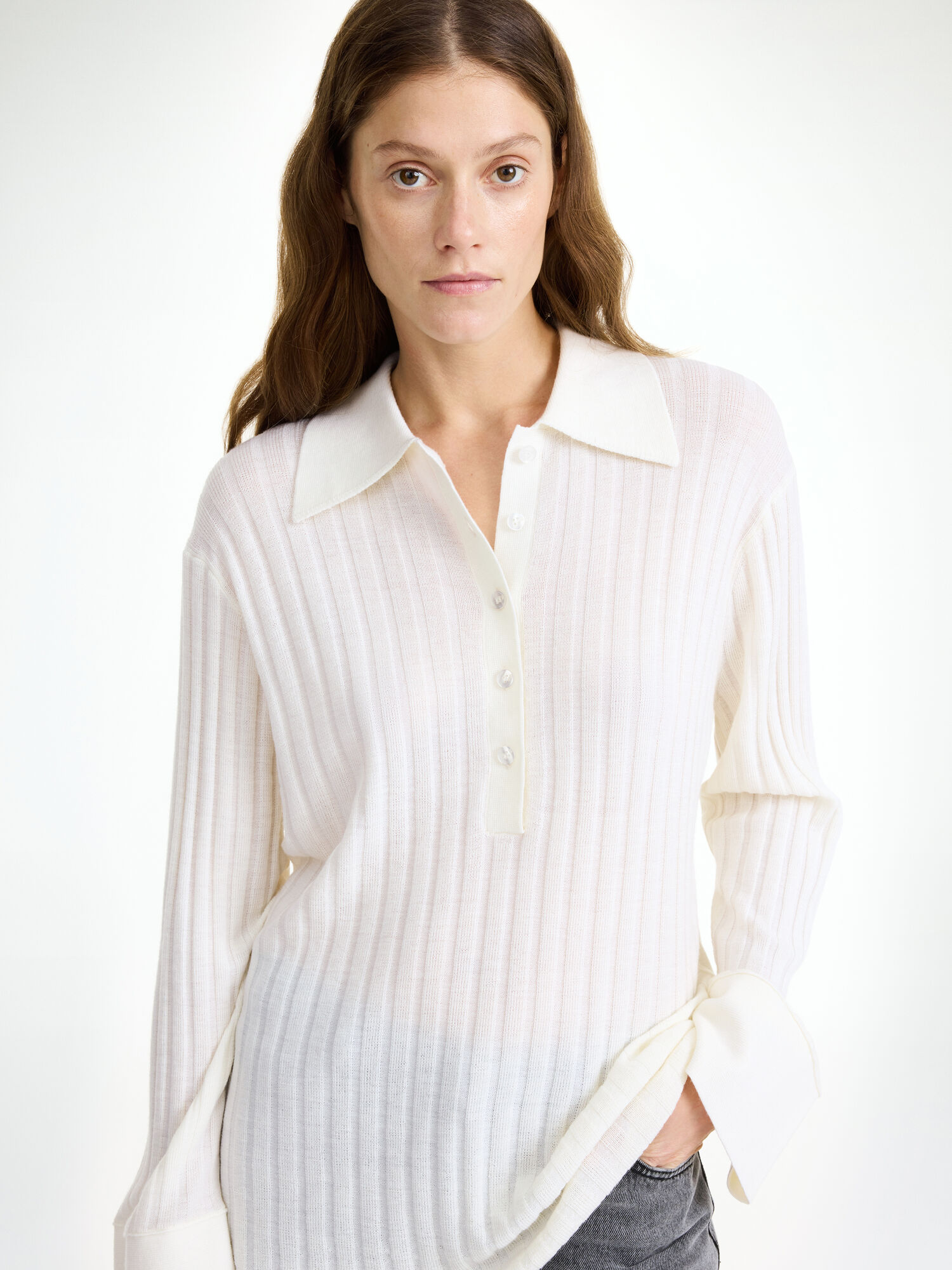 By Malene Birger Delphine Merino Wool Sweater Stickat Vita | SE_BB93405