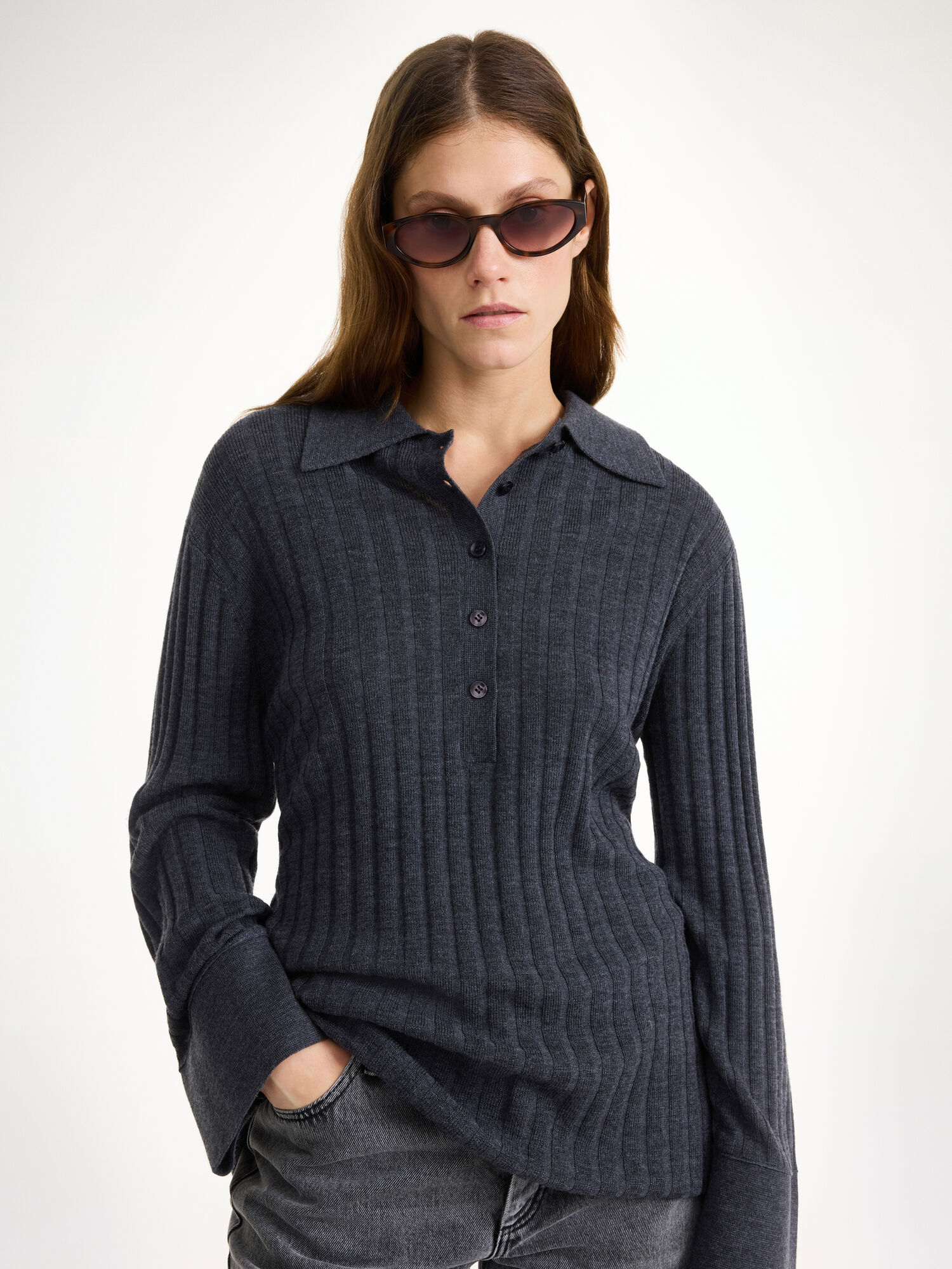 By Malene Birger Delphine Merino Wool Sweater Stickat Grå | SE_BB90690