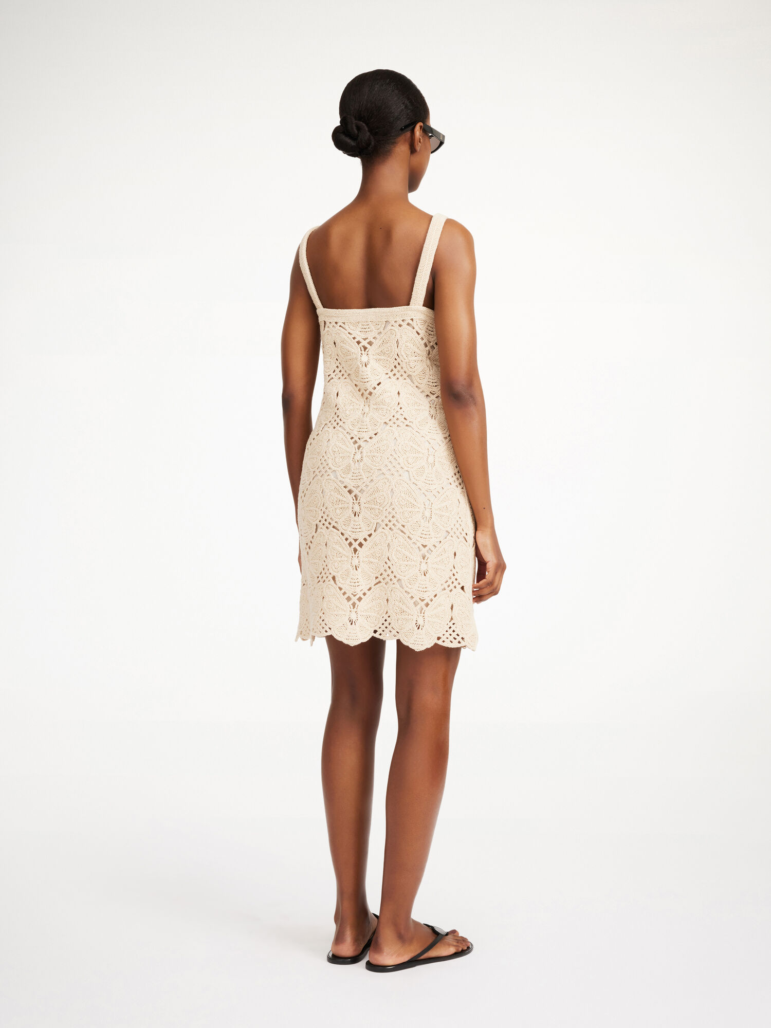 By Malene Birger Falla Crochet Mini Dress Stickat Oyster Gray | SE_BB83382