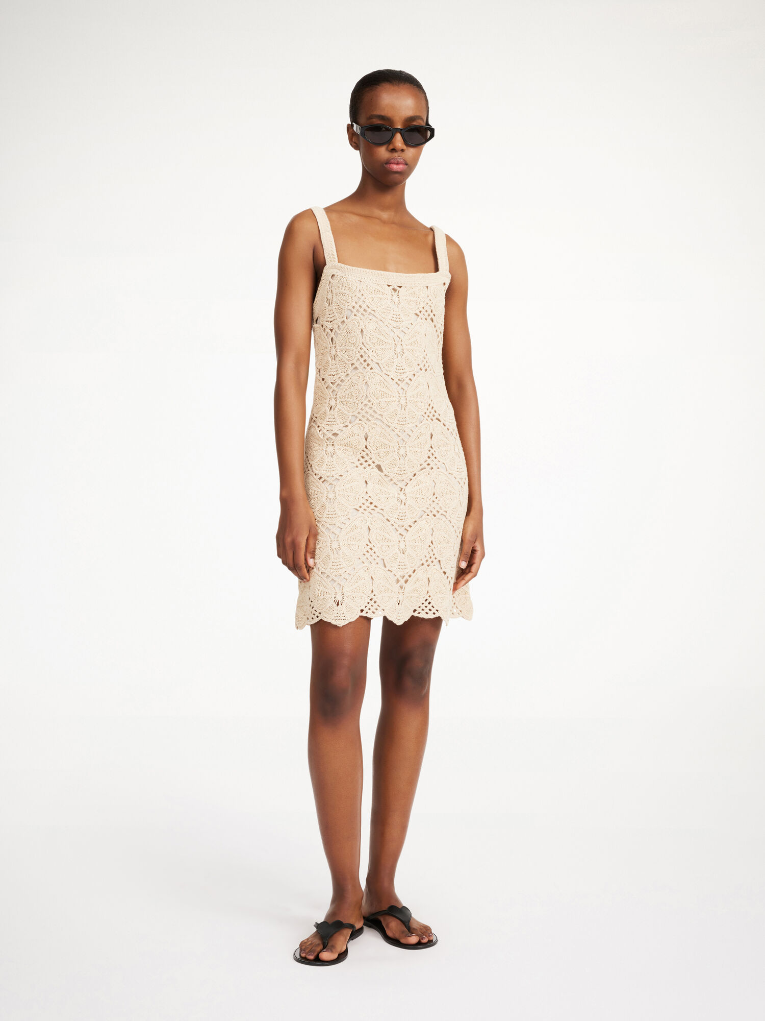 By Malene Birger Falla Crochet Mini Dress Stickat Oyster Gray | SE_BB83382