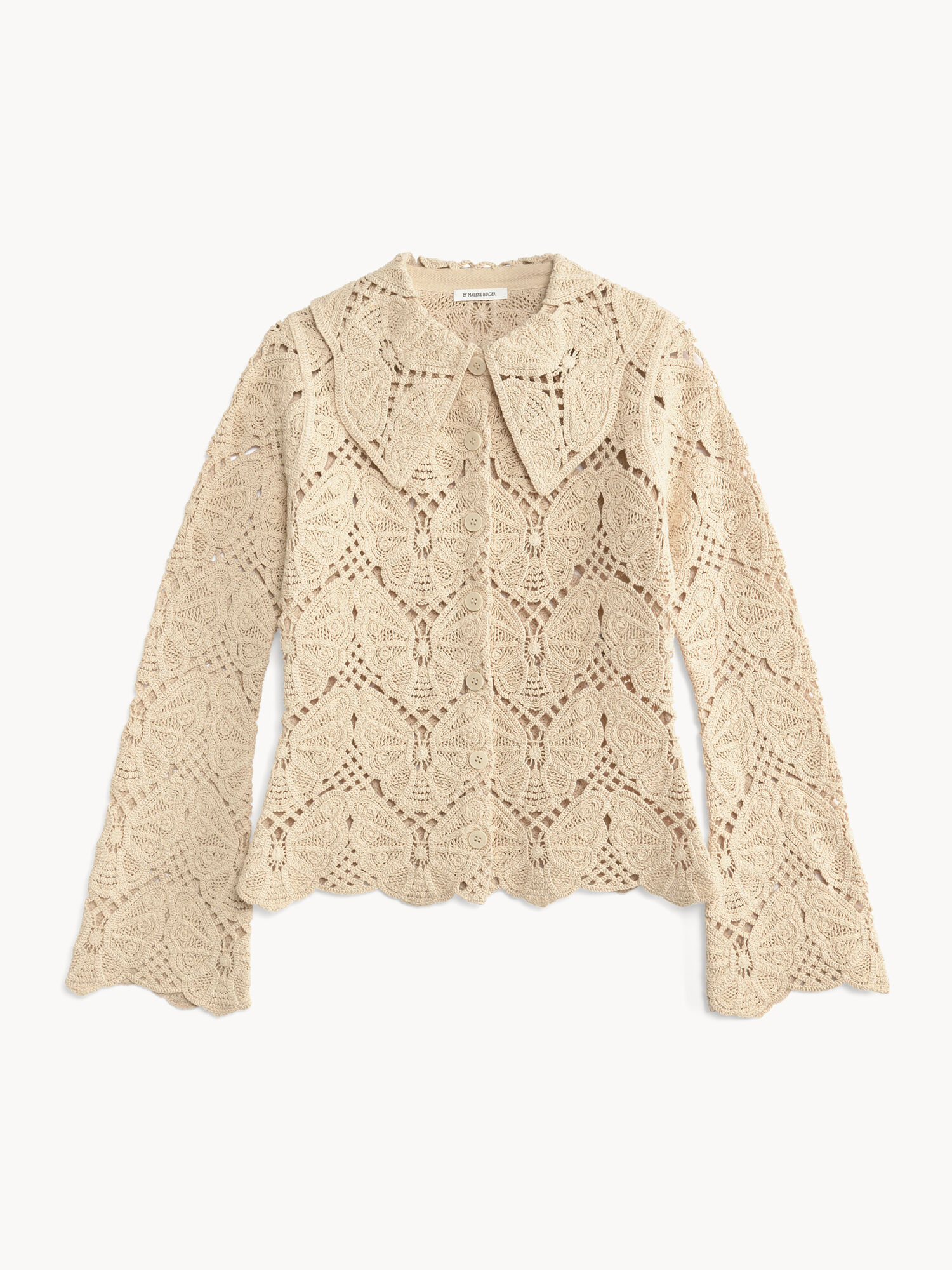 By Malene Birger Gwenevere Crochet Shirt Stickat Oyster Gray | SE_BB51086