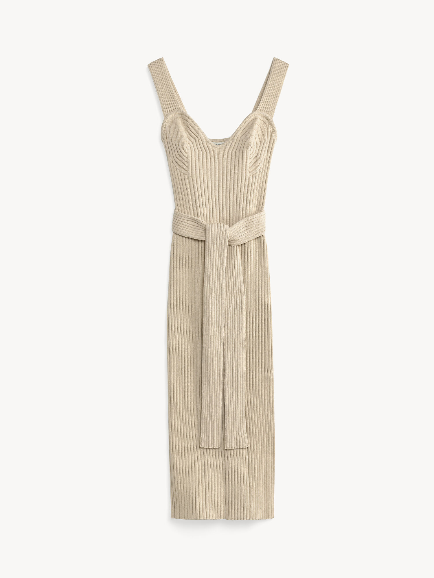 By Malene Birger Honeya Ribbed Maxi Dress Stickat Oyster Gray | SE_BB40912