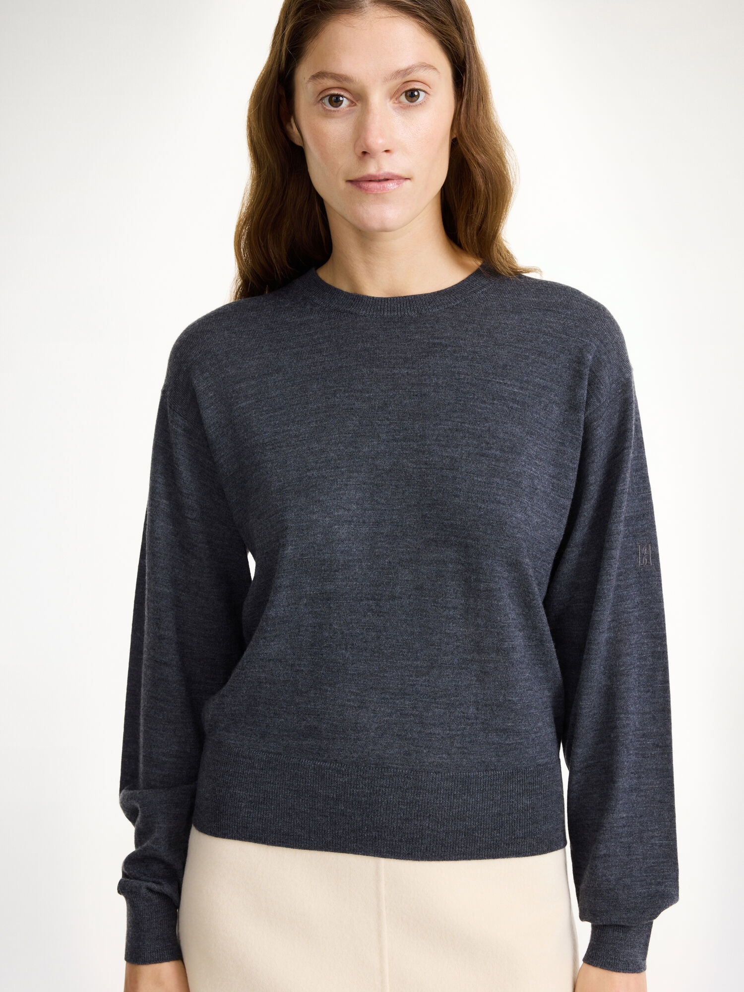 By Malene Birger Mantea Merino Wool Sweater Stickat Grå | SE_BB10596