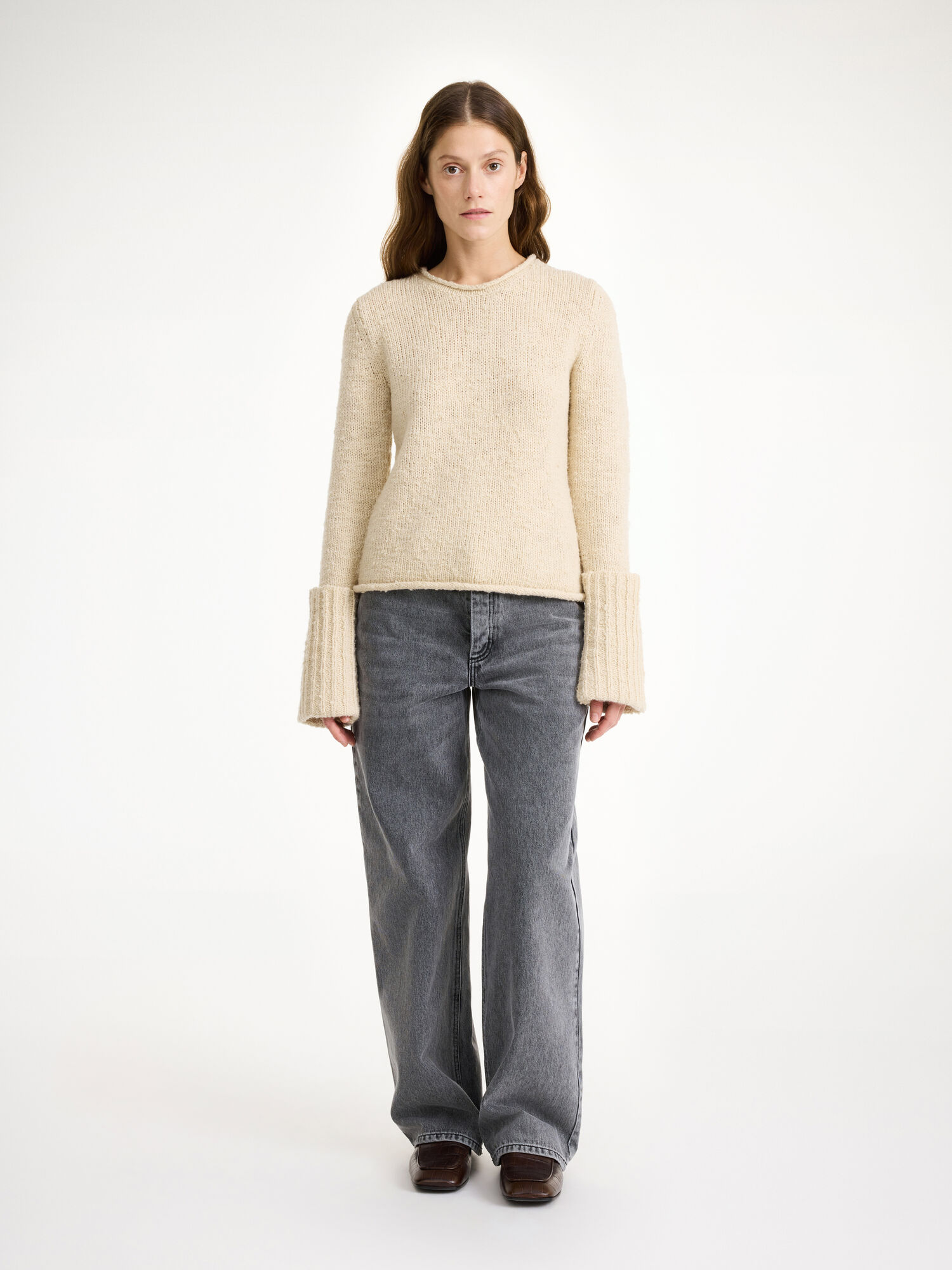 By Malene Birger Sorena Sweater Stickat Oyster Gray | SE_BB25440