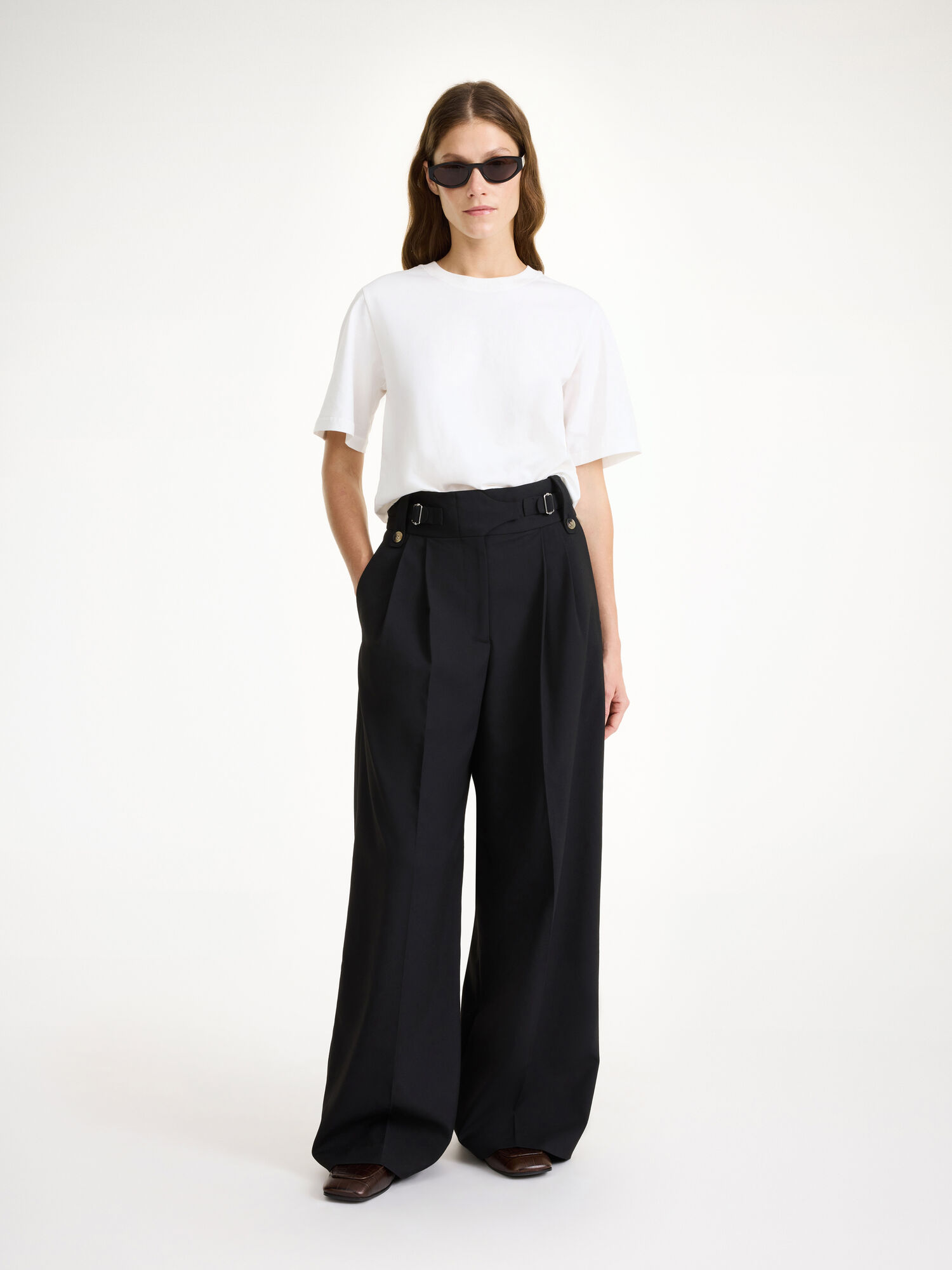 By Malene Birger Taal High-waisted Långbyxor Svarta | SE_BB79105